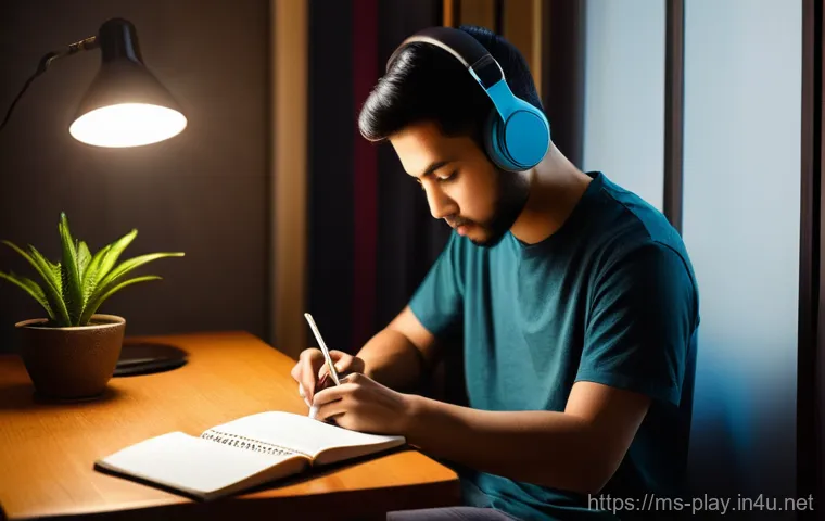 연주가가 실기 시험 후 복습하는 법 - **Prompt:** A young musician, appearing to be in their late teens or early twenties, sits thoughtful...