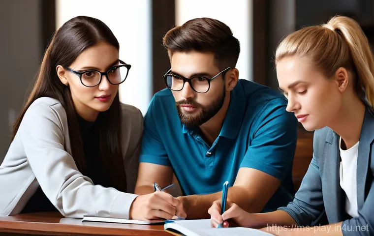 연주가 시험 대비 스터디 그룹 운영법 - Here are three detailed image prompts in English, designed for a 15+ audience and adhering to all sp...