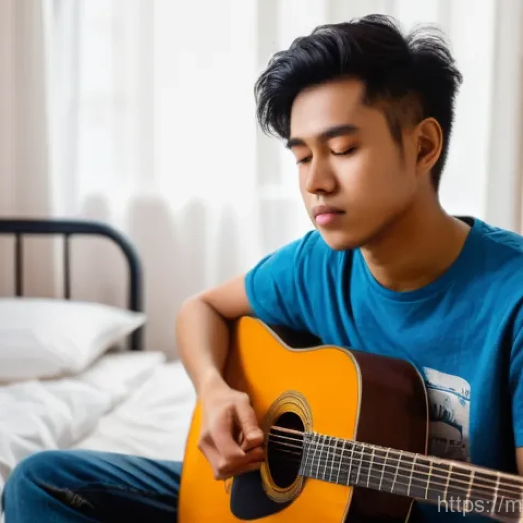 연주가가 실기 연습 시 흔히 하는 실수 - **Prompt:** A young adult Malaysian musician (18-25 years old, wearing a modest t-shirt and jeans) s...