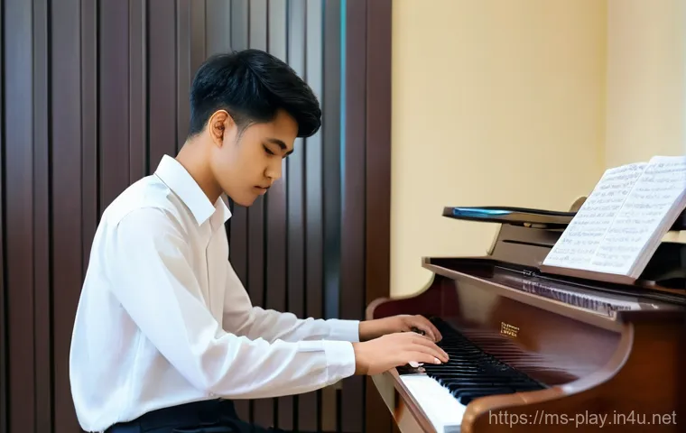 연주가가 실기 연습 시 흔히 하는 실수 - **Prompt:** A young adult Malaysian musician (18-25 years old, wearing a modest t-shirt and jeans) s... 연주가가 실기 연습 시 흔히 하는 실수 - **Prompt:** A young adult Malaysian musician (18-25 years old, wearing a modest t-shirt and jeans) s...