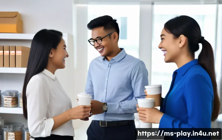 연주가 이직 후 직무 적응 노하우 - **Prompt:** A vibrant, brightly lit office pantry in a modern Malaysian company, bustling with diver...