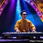 연주가가 알아야 할 연주법 트렌드 - A dynamic live music performance scene featuring a Malay musician on stage using a loop pedal and sy...